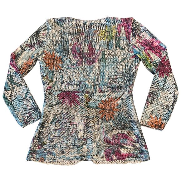 Anthropology Aldo Martins Floral Pattern Long Sleeve open knit Womens Cardigan - Picture 6 of 6